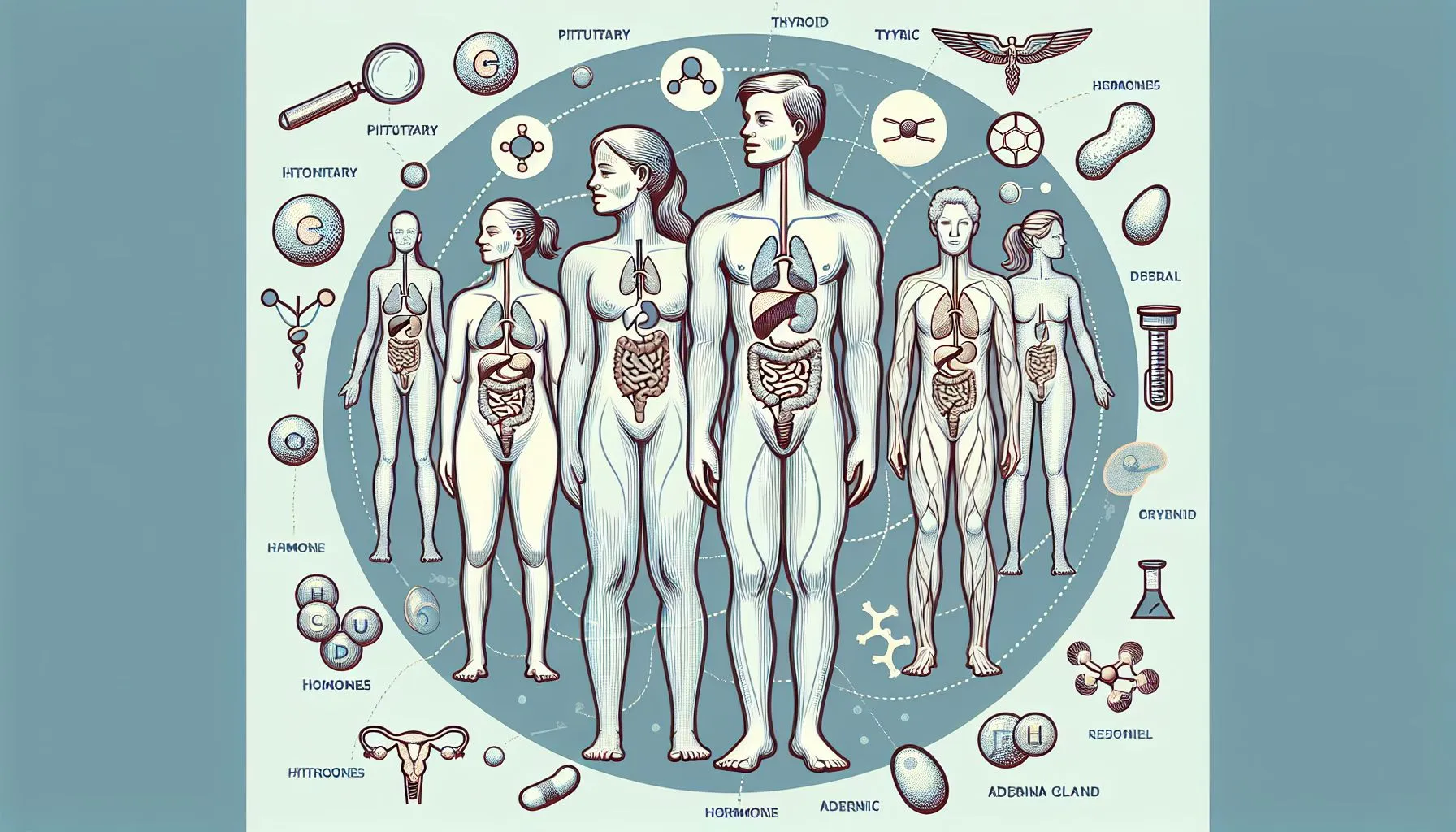 Imagem ilustrativa de hormônios no corpo humano